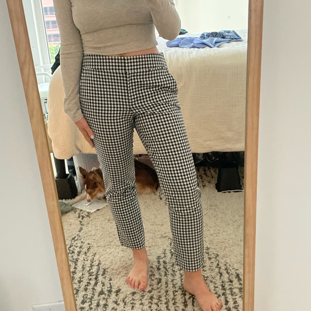 Riviera Slim Pants in Gingham LOFT - linen
